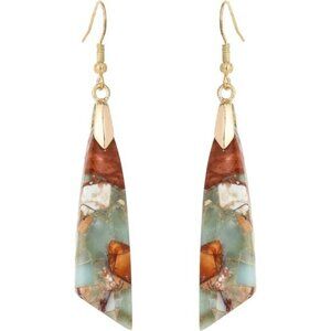 Women's Natural Stone Earrings Unique Healing Gemstone Energy Dangle Earring
